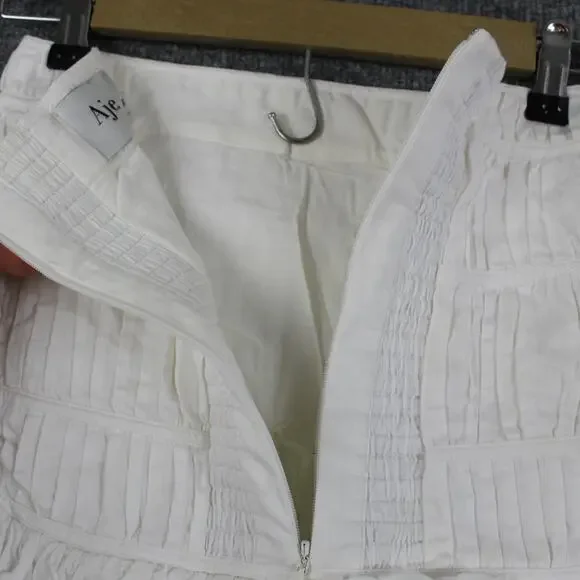 Aje Skirt 8 Reine Shirred Ruffle Mini White Pleated Boho Coquette Fairy Girly - Picture 6 of 10